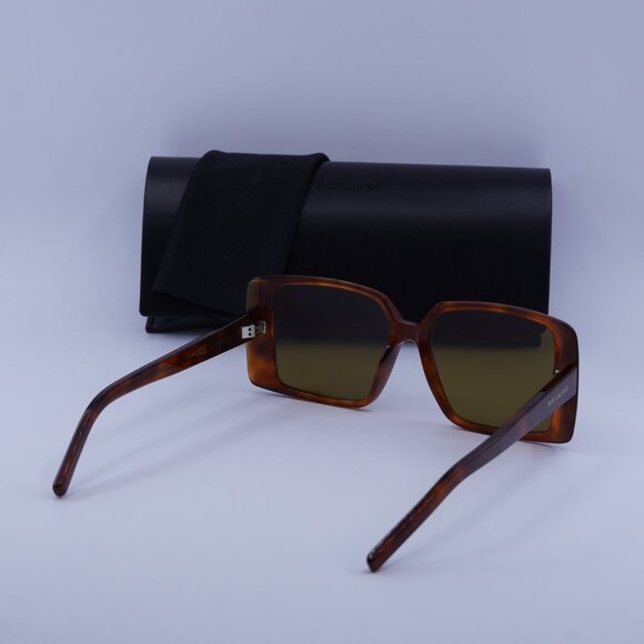 Saint Laurent SL451 005 Square Sunglasses - Havana/Brown - Picture 10 of 10
